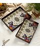 DULI Set of 2 Rectangle Enamel Coated Multipurpose Deco Serving Trays for Home and Dining Table