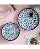 DULI Set of 2 Round Enamel Coated Multipurpose Serving Trays for Home and Dining Table