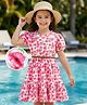 Hola Bonita Knit Half Sleeves Frock with Floral Print - Pink