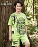 HoneyHap Disney Terry Knit Half Sleeves T-Shirt & Shorts Set With Lion King Graphics & Badge Detailing - Light Green
