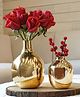 BEHOMA Golden Metal Flower Vase Set of 2