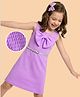 Hola Bonita Knit Sleeveless Knee Length Frock with Bow Applique - Lavender