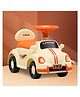 Dash Car Ride-On For Kids With Headlights Music Under Seat Storage Big Wheels And Push Handle Ideal Ride-On for 1+ Years Kids 20 kg Capacity Durable Baby Toy Car- Cream
