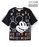 Pine Kids Disney Terry Knit Half Sleeves Oversize And Drop Shoulder T-Shirt With Mickey Mouse Graphics - Black