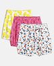 MINI KLUB Pack Of 3 Cotton Floral & Birds Printed Shorts - Yellow Pink & White