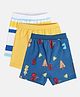 MINI KLUB Cotton Pack Of 3 Striped & Solid Shorts - White Yellow & Blue