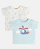 MINI KLUB Cotton Pack Of 2 Half Sleeves Cactus & Helicopter Printed Tees - Blue & Yellow