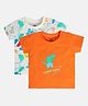 MINI KLUB Cotton Pack Of 2 Half Sleeves Crocodile & Abstract Printed Tees - Orange & White