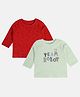 MINI KLUB Cotton Pack Of 2 Full Sleeves Hammer & Typography Printed Tees - Red & Mint