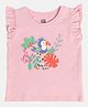 MINI KLUB Cotton Frill Sleeves Bird & Floral Printed Top - Pink