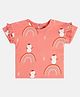 MINI KLUB Cotton Half Sleeves Rainbow & Snow Man Printed Top - Pink