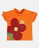 MINI KLUB Cotton Half Sleeves Floral Printed Top - Orange