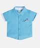 MINI KLUB Cotton Half Sleeves Aeroplane Patch Detailed Shirt - Blue