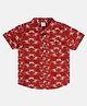 MINI KLUB Cotton Half Sleeves Abstract Printed Shirt - Red