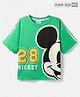 Pine Kids Marvel Terry Knit Half Sleeves Oversize And Drop Shoulder T-Shirt With Mickey Mouse Graphics - Light Green