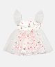 MINI KLUB Blended Sleeveless Frill Detailed Floral Printed Shimmered Dress - Cream