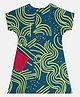 MINI KLUB Cotton Half Sleeves Abstract Printed Dress - Teal Blue