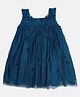 MINI KLUB Blended Sleeveless Butterfly Embroidered Flared Dress - Blue