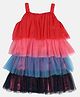 MINI KLUB Blended Sleeveless Shimmered & Layered Dress - Multi Colour
