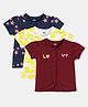 MINI KLUB Cotton Pack Of 3 Half Sleeves Love Text & Lemons Printed Jhablas - Navy Blue White & Maroon