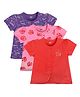 MINI KLUB Cotton Pack Of 3 Half Sleeves Dolphins & Lady Bugs Printed Jhablas - Violet Pink & Peach