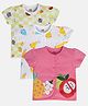MINI KLUB Cotton Pack Of 3 Half Sleeves Fruits Printed Jhablas - White Pink & Yellow
