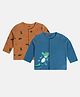 MINI KLUB Cotton Pack Of 2 Full Sleeves Crocodile Printed Jhablas - Brown & Blue