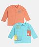 MINI KLUB Cotton Pack Of 2 Full Sleeves Cafe Printed Jhablas - Peach & Blue