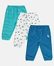 MINI KLUB Cotton Pack Of 3 Space Theme & Typography Printed Joggers - White & Blue