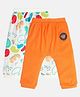 MINI KLUB Cotton Pack Of 2 Bear Patch Detailed & Abstract Printed Joggers - Orange & White