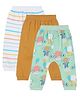 MINI KLUB Cotton Pack Of 3 Striped & Solid Pajamas - White Brown & Blue