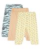 MINI KLUB Cotton Pack Of 3 Solid & Animal Printed Pajamas - Blue Brown & Yellow