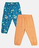 MINI KLUB Cotton Pack Of 2 Solid & Space Theme Printed Pajamas - Blue & Peach