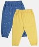 MINI KLUB Cotton Pack Of 2 Solid & Lets Take A Nap Text Printed Pajamas - Blue & Yellow