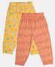 MINI KLUB Cotton Pack Of 2 Snacks Printed Pajamas - Peach & Yellow