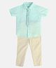 MINI KLUB Cotton Half Sleeves Solid Shirt & Pant With Tie Set - Multi Colour