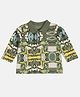 MINI KLUB Cotton Full Sleeves Abstract Printed Polo Tee - Olive Green