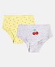 MINI KLUB Cotton Pack Of 2 Floral & Cheery Printed Panties - Grey & Yellow