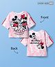 Pine Kids Disney Terry Knit Half Sleeves Oversized Drop Shoulder Tie And Dye T-Shirt With  With Front And Back Minnie Mouse Graphics - Pink