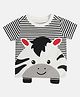 MINI KLUB Cotton Half Sleeves Animal Printed & Embroidered Tee - Black