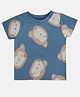 MINI KLUB Cotton Half Sleeves Monkey Printed Tee - Blue