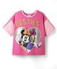 Pine Kids Disney Terry Knit Half Sleeves Oversize And Drop Shoulder T-Shirt With Front And Back Minnie Mouse Graphics And Foil Detailing - Pink