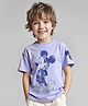 Pine Kids Disney Terry Knit Half Sleeves Drop Shoulder T-Shirt With Mickey Mouse Graphic - Lavender