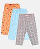 MINI KLUB Cotton Pack Of 3 Solid & Hearts Printed Pajamas - Orange Blue & Pink