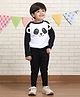 Polka Tots Cotton Full Raglan Sleeves Panda Designed Tee With Joggers Set - White & Black