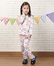 Polka Tots Cotton Woven Full Sleeves Rainbows Printed Coordinating Shirt & Pajama Set - Multi Colour