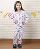Polka Tots Cotton Woven Full Sleeves Unicorn & Floral Printed Coordinating Night Suit Set - Pink & Blue