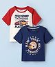 Honeyhap Premium 100% Cotton Knit Half Raglan Sleeves T-Shirt with Sports Theme Print & Bio Finish Pack of 2 - Bright White High Risk Red & Limoges