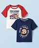 Honeyhap Premium 100% Cotton Knit Half Raglan Sleeves T-Shirt with Sports Theme Print & Bio Finish Pack of 2 - Bright White High Risk Red & Limoges