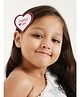 Aye Candy Shimmered Daddys Girl Text Detailed Valentine Heart Designed Alligator Clip - Dark Pink & White